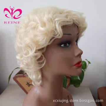 REINE New style Human Hair Pixie Cut Machine Made Wigs With Baby Hair Brazilian short Hair Wigs with New Desgin
